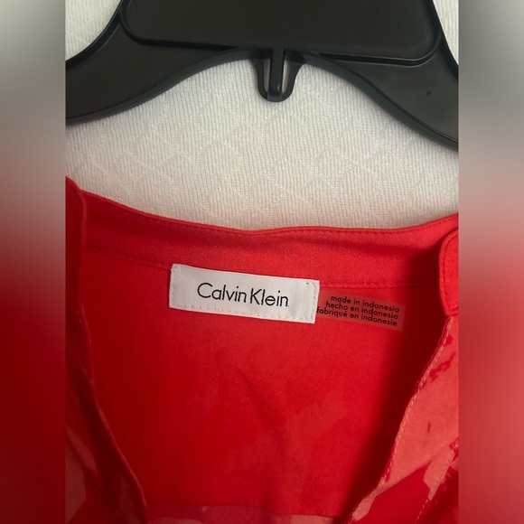 Calvin Klein Blouse Top Sz 2X Lightweight Shimmer Fabric Pop Of Color Career - Picture 3 of 6